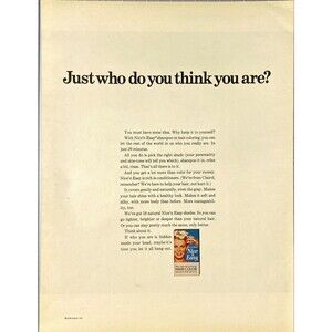 Clairol Nice 'N Easy Hair Color "Who do you think you are?" Vtg Print Ad 1970